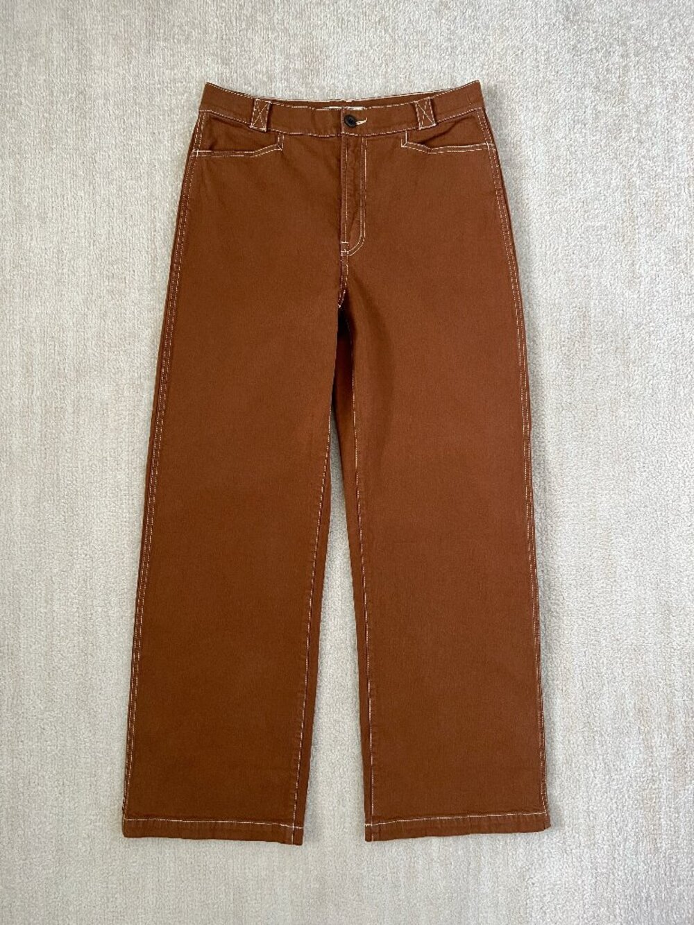 Madewell Emmett Wide Leg High Rise Pants 29 NM363 Brown Garment Dyed